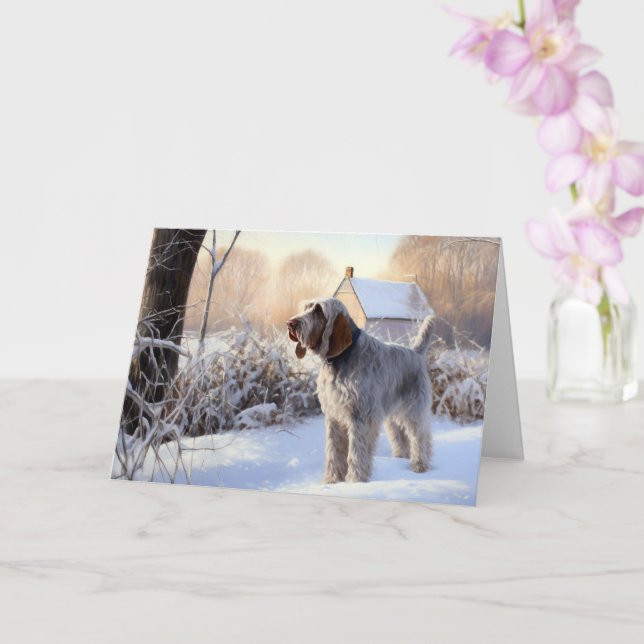 Cartão Spinone Italiano Deixe Nevar Natal (Orquídea)