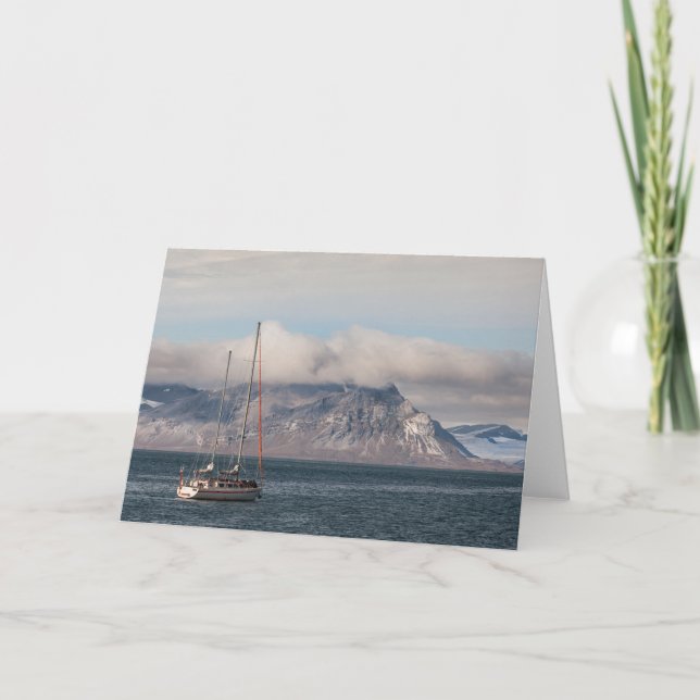 Cartão Spitsbergen Svalbard Sailboat (Frente)