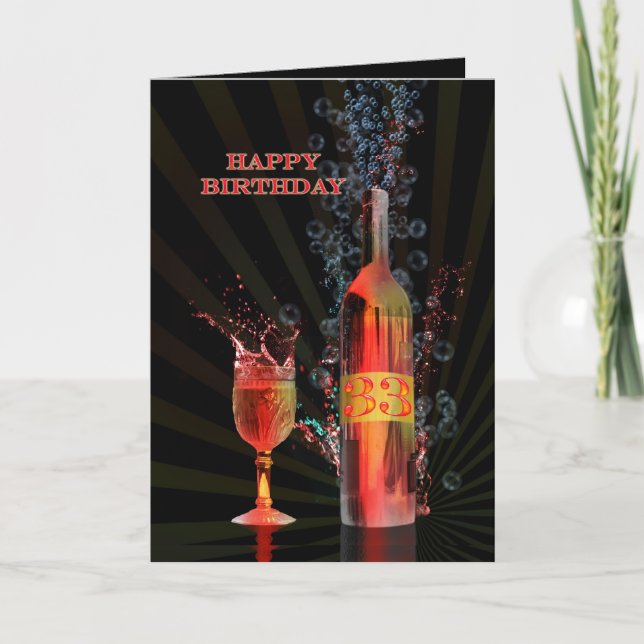 Cartão Splashing wine 33rd birthday card (Frente)