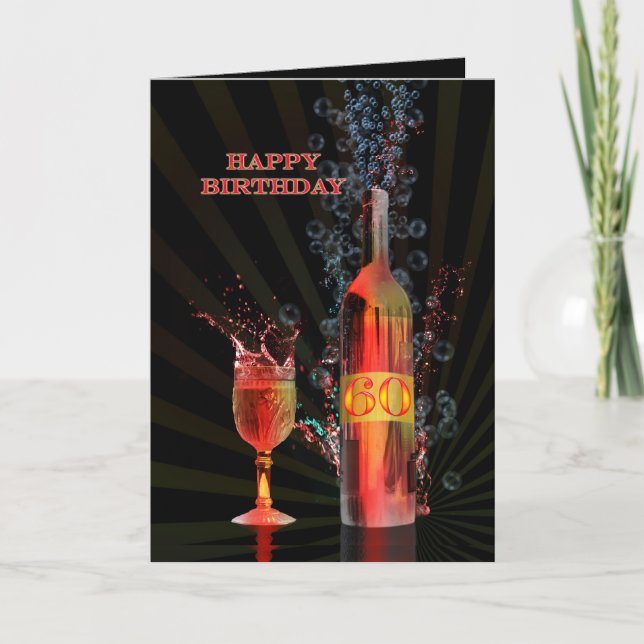 Cartão Splashing wine 60th birthday card (Frente)