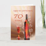 Cartão Splashing wine 70th birthday card<br><div class="desc">Splashing wine and bubbles make this 70th birthday card extra special and eye catching</div>