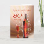 Cartão Splashing wine 80th birthday card<br><div class="desc">Splashing wine and bubbles make this 80th birthday card extra special and eye catching</div>
