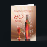 Cartão Splashing wine 80th birthday card<br><div class="desc">Splashing wine and bubbles make this 80th birthday card extra special and eye catching</div>