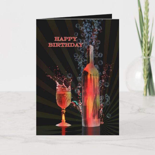 Cartão Splashing wine birthday card (Frente)