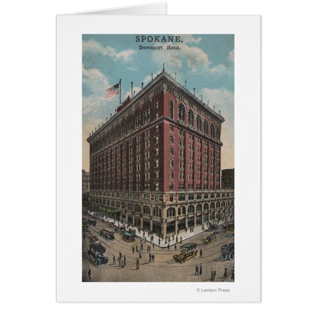 Cartão Spokane, WA - Vista do Hotel Davenport (Frente)