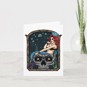 Cartão Spookeen Halloween Gótico Skull Mermaid