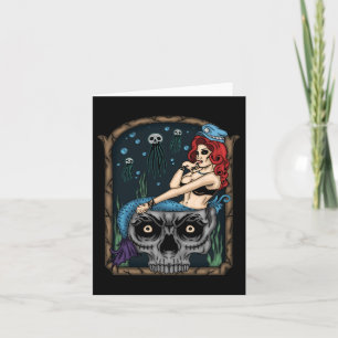 Cartão Spookeen Halloween Gótico Skull Mermaid