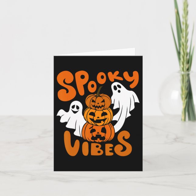 Cartão Spookes Vibes Happy Halloween Pumpkin Boo Costumes (Frente)