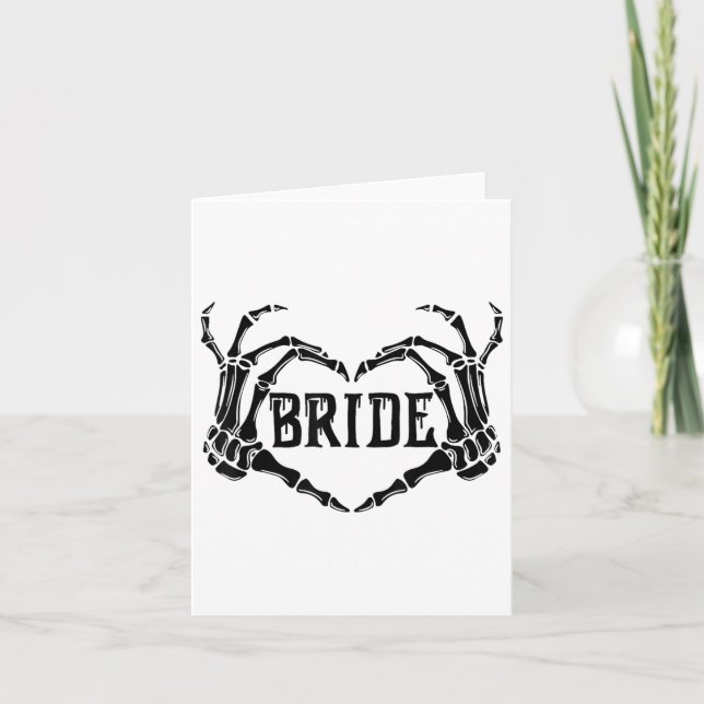 Cartão Spooky Bride Skeleton Mãos Noivado Hal Casado (Frente)