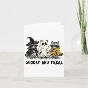 Cartão Spooky E Feral Halloween Raccoon Spooky Season T