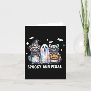 Cartão Spooky E Feral Raccoon Halloween Raccoon Ghost T