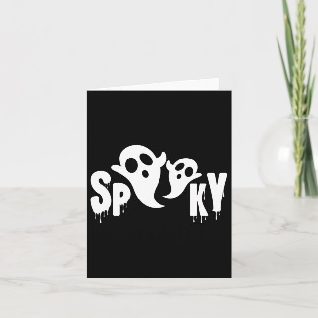 Cartão Spooky Ghost - Design de Halloween (Frente)