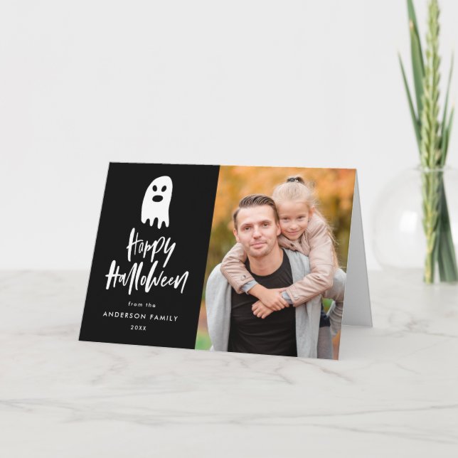 Cartão Spooky Ghost | Halloween Photo Greeting Card (Frente)