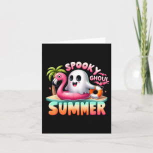 Cartão Spooky Ghoul Summer Funny Ghost Flamingo Summer Va