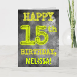 Cartão Spooky Glowy Aura Olha "FELIZ 15 ANIVERSÁRIO"