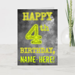 Cartão Spooky Glowy Aura Olha "FELIZ 4º ANIVERSÁRIO"