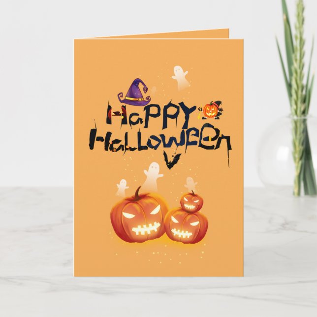 CARTÃO SPOOKY LANTERNS HALLOWEEN PARA QUALQUER CRI (Frente)