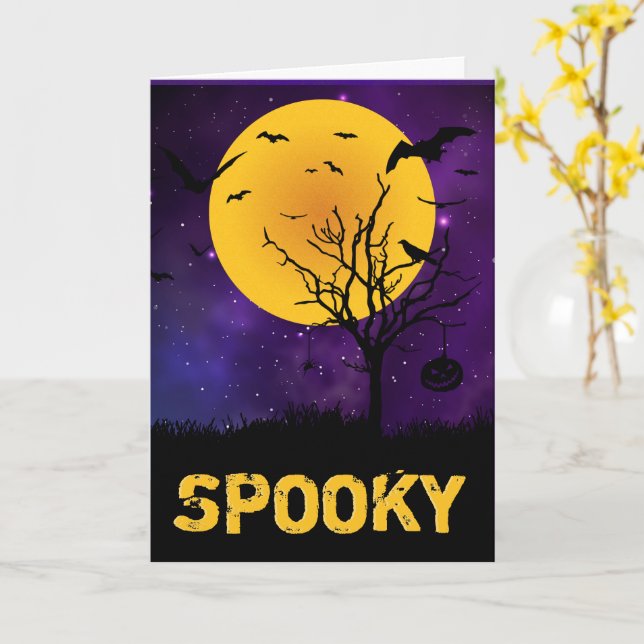 Cartão Spooky Moon Halloween (Flor Amarela)