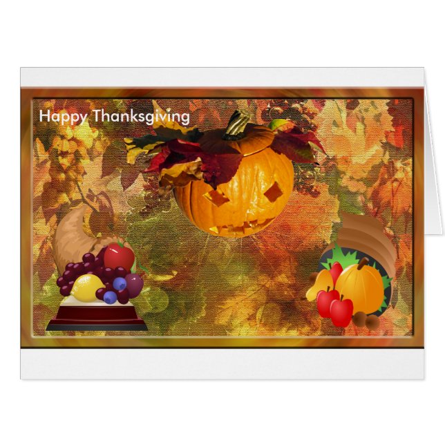 Cartão Spooky Pumpkins Feliz Ação de Graças (Frente horizontal)