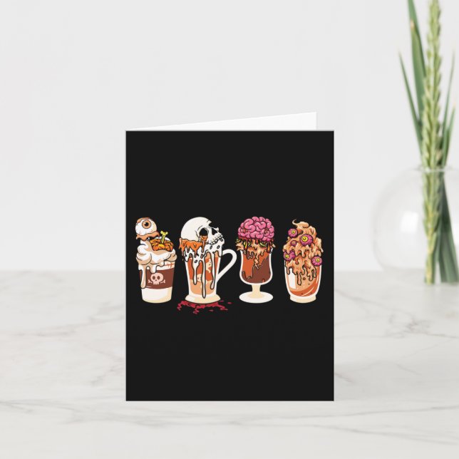 Cartão "Spooky Season Fall Coffee Horror Movie and Coffee (Frente)