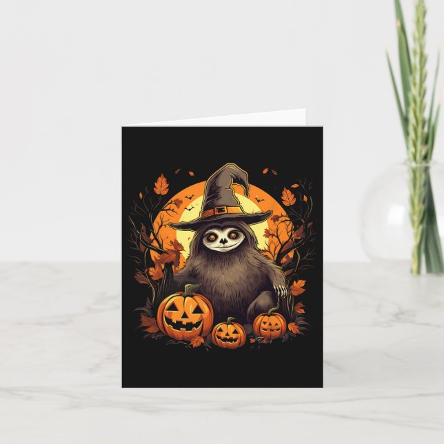 Cartão Spooky Sloth Witch Halloween (Frente)