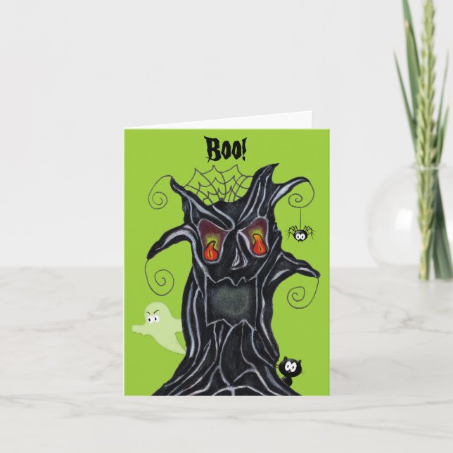 Cartão Spooky Tree With Friends Note Card (Frente)