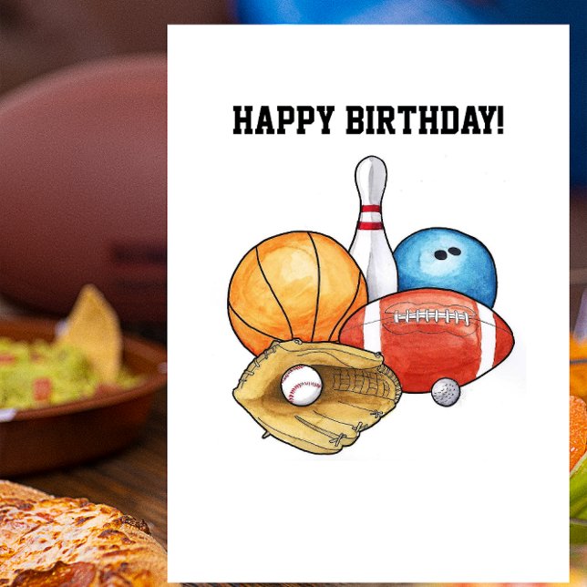 Cartão Sports Balls Birthday Card (Criador carregado)