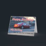 Cartão Sports Car Birthday Card<br><div class="desc">Birthday card featuring a sports car and a bold promise!</div>