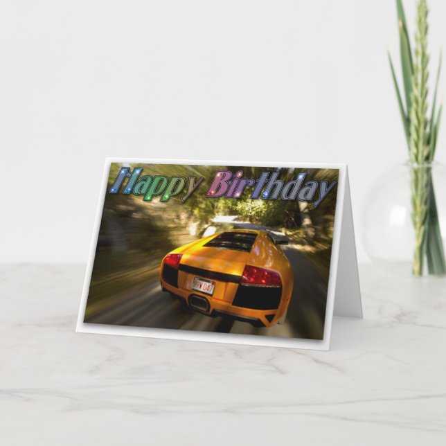 Cartão Sports Car Happy Birthday Picture Card (Frente)