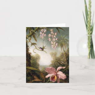 Cartão Spray Orchids with Hummingbird Note Card
