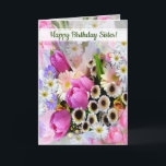 Cartão Spring Flower Bouquet Sister Birthday<br><div class="desc">A bunch of pretty spring flowers,  with pink tulips,  anemones,  and other flowers.
Ready for the text of your choice,  delight your sister,  or anyone you love with this pretty card, 
A real bouquet of spring joy!</div>