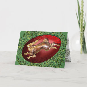 Cartão Spring Hare & Red Egg Card
