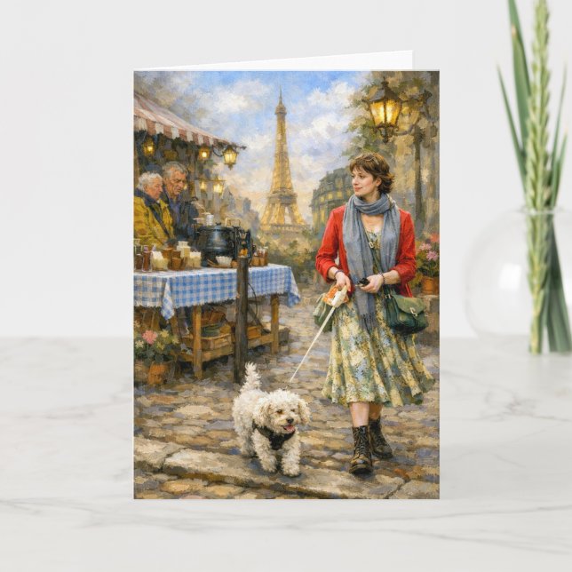 Cartão Spring In Paris Poodle Greeting Card (Frente)