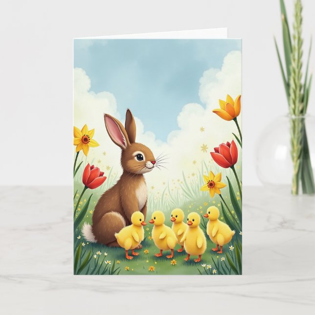 Cartão Spring Meadow Animal Card (Frente)