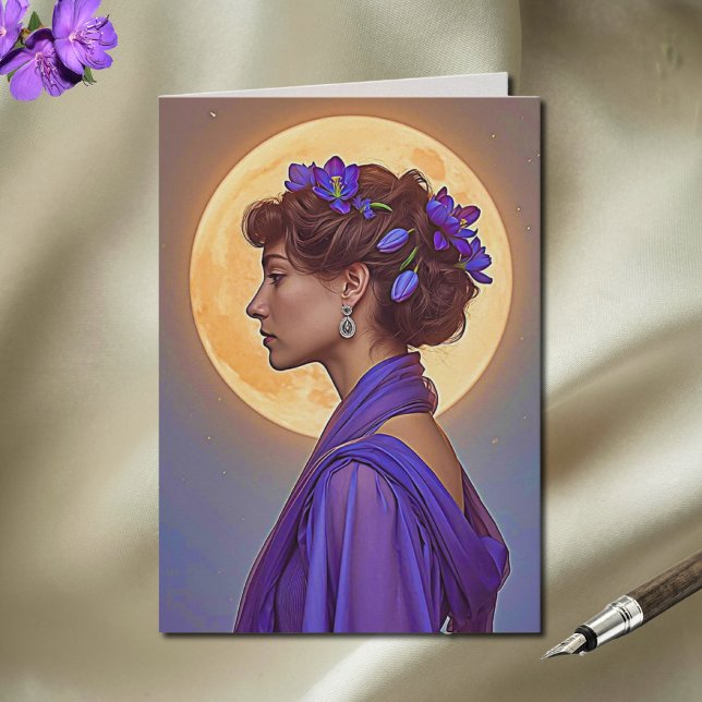 Cartão Spring Muse  in purple Folded Greeting Card (Criador carregado)
