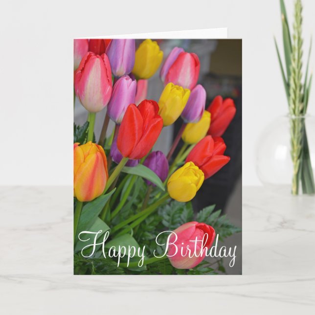 Cartão Spring tulips Birthday greeting card (Frente)