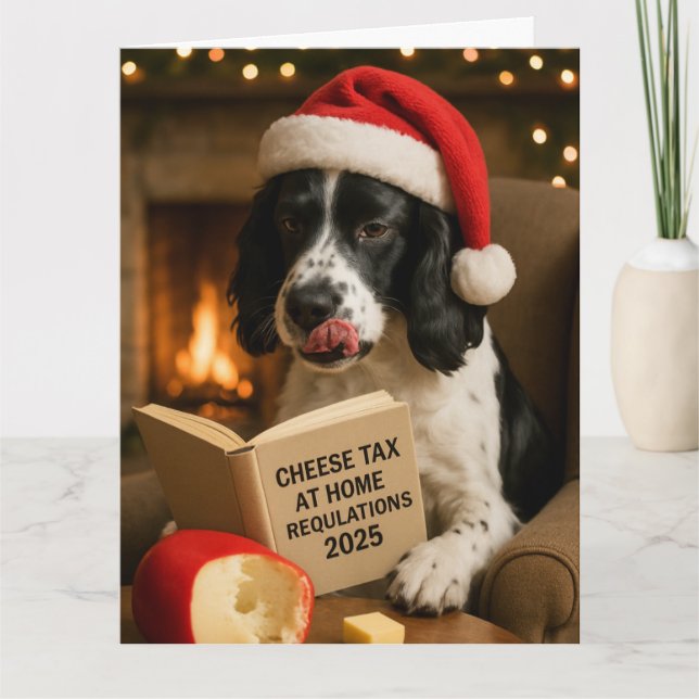 Cartão Springer spaniel  'Cheese Tax' Christmas card (Frente)