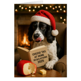 Cartão Springer spaniel 'Cheese Tax' Christmas card