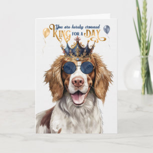 Cartão Springer Spaniel Dog King para o Dia de Aniversári