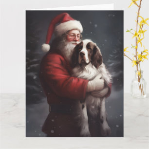 Cartão Springer Spaniel Papai Noel Natal Festivo