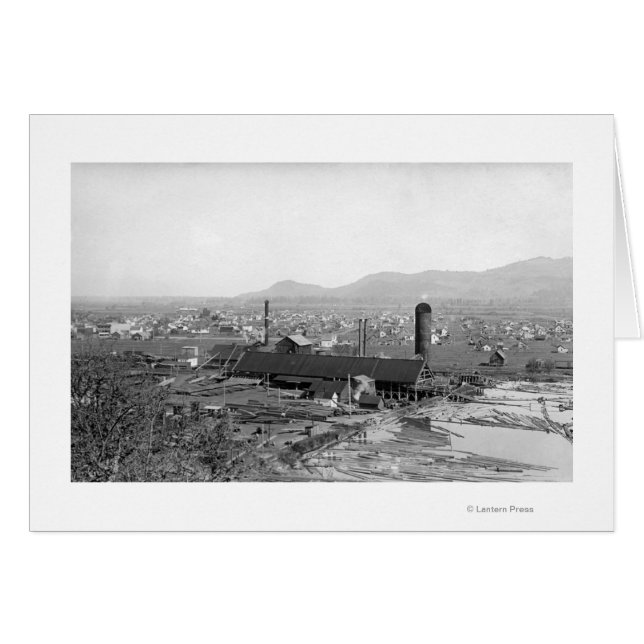 Cartão Springfield, OR Town View e Lumber Mills (Frente Horizontal)