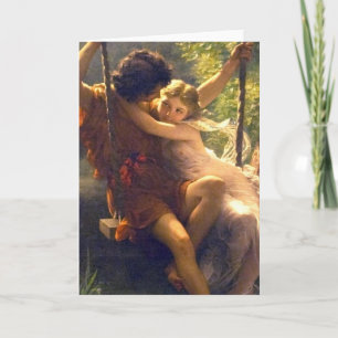 Cartão Springtime ~ Lovers on Swing Painting