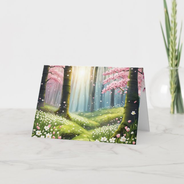 Cartão Springtime No Aniversário Da Floresta (Frente)