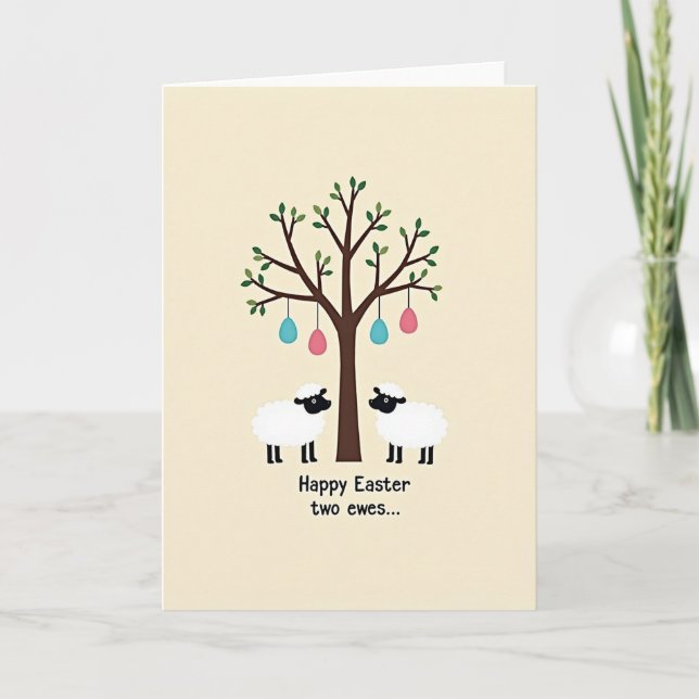 Cartão Springtime Sheep Tree Art Card (Frente)