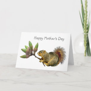 Cartão Squirrel Acorn Bouquet Mother's Day Card