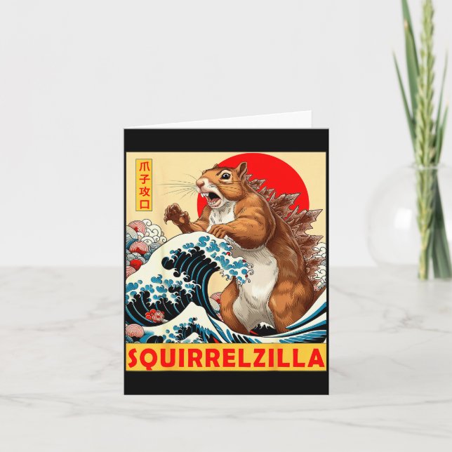 Cartão Squirrel Japanese Art Funny Squirrel For Men Women (Frente)