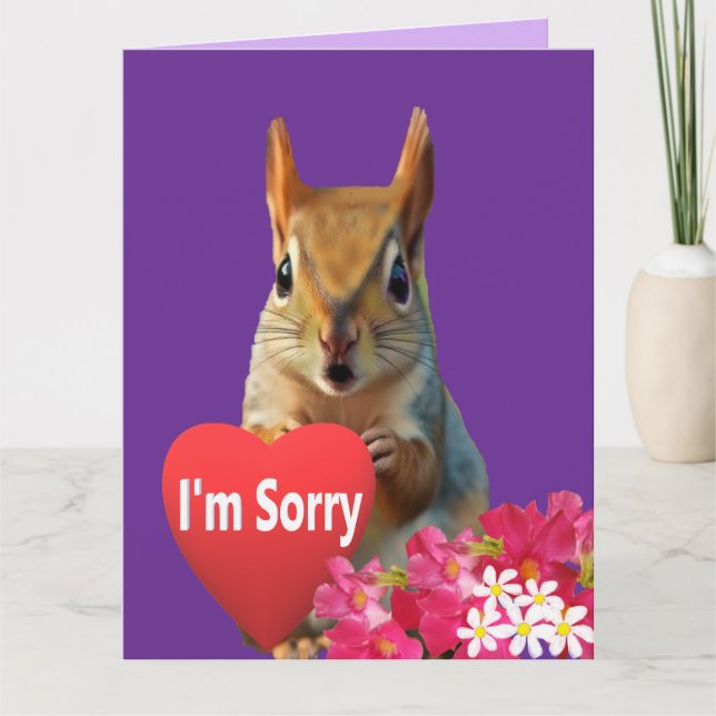 Cartão Squirrelly Sweet Heart Apology Card (Frente)