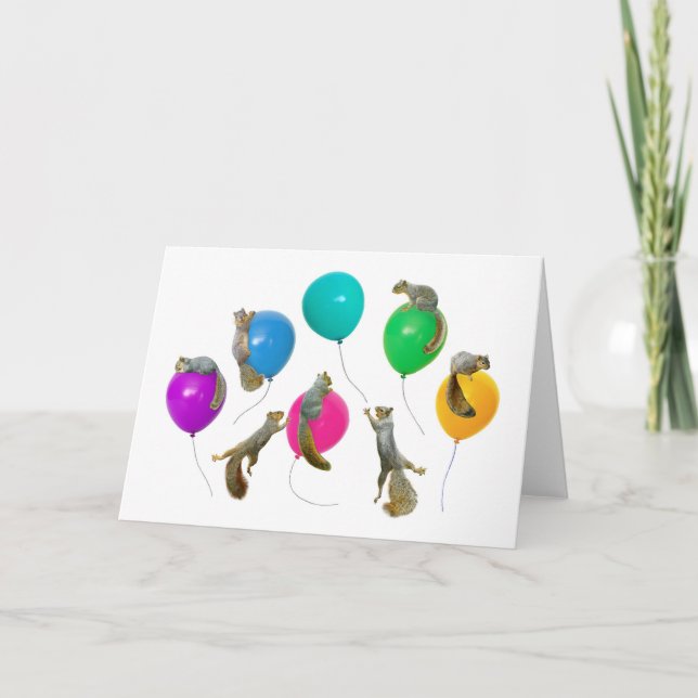 Cartão Squirrels on Balloons Card (Frente)
