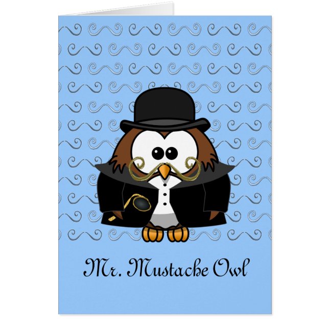 Cartão Sr. Dourado Mustache Owl (Frente)