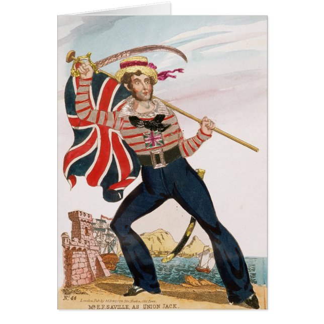 Cartão Sr. E.F. Saville como 'Union Jack (Frente)